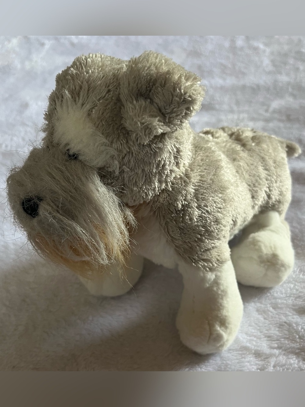 GANZ Webkinz Schnauzer Dog Puppy, Fuzzy, Grumpy Old Man Dog, Grey Brown, No Code